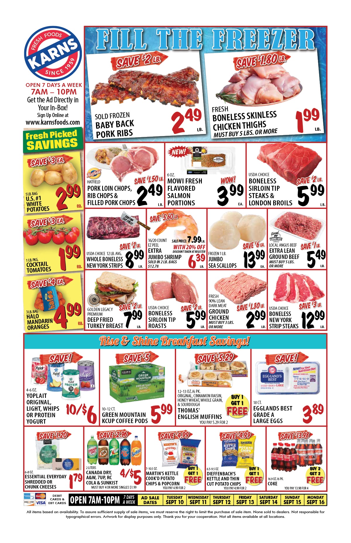 Karns Weekly Ad September 10 - 16, 2024 - Page 1