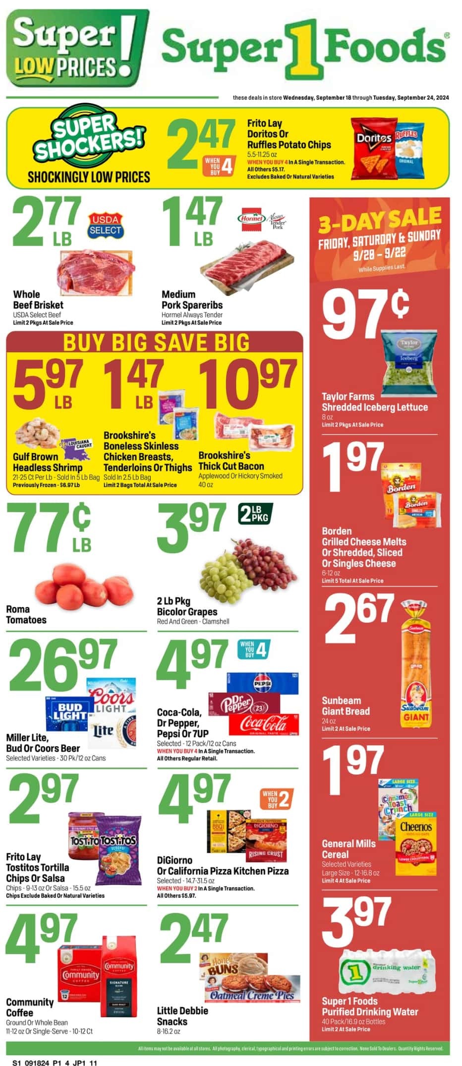 Super 1 Foods Weekly Ad 9 18 24 - Page 1