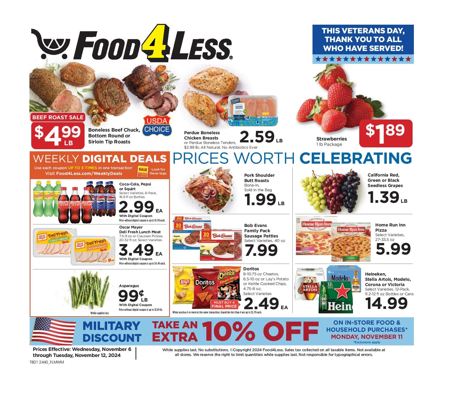 Food 4 Less Weekly Ad 11 6 24 - Page 1